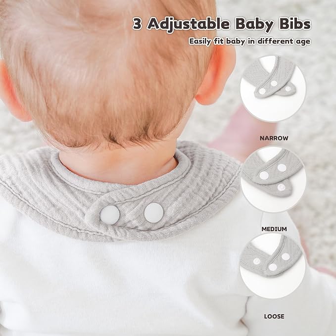 Susurration Muslin Baby Bibs 8 Pack Bandana Drool Bibs, Soft Square Adjustable - Image 7