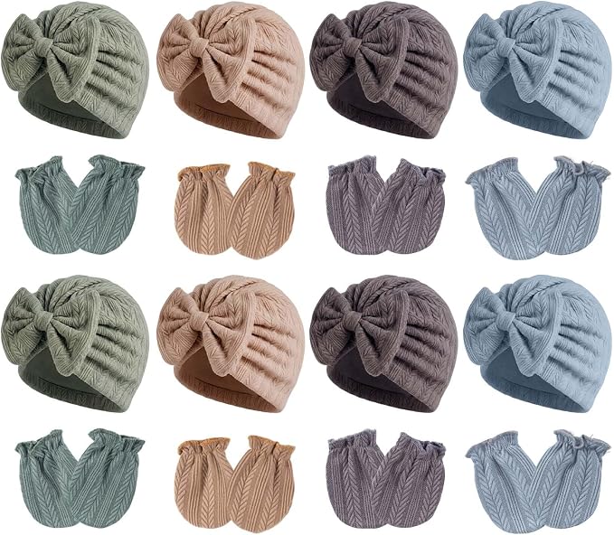 Newborn Baby Girl Hats Mittens Set Cotton by MKYSZLTSOCKS-EnjoyComfort