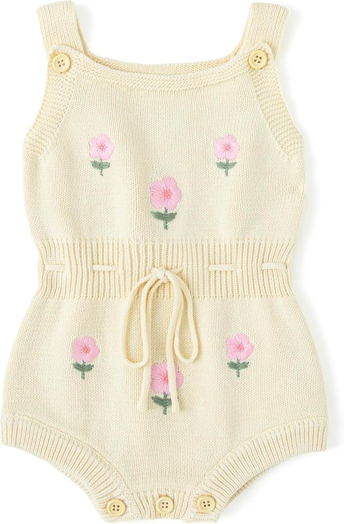 Simplee kids Baby Girl Romper, Sleeveless Pompoms Square Neck | Soft Breathable - Image 2