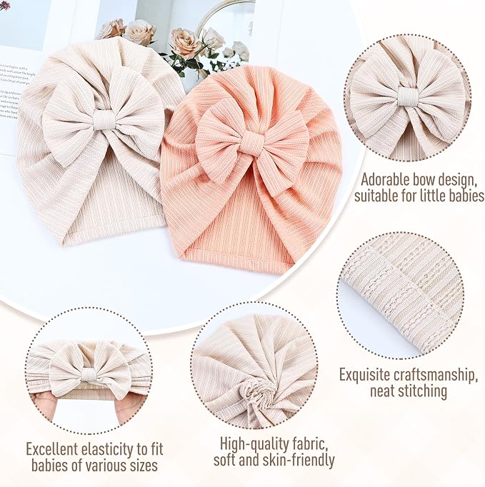 Cinaci 6 Pack Nursery Hospital Caps Bonnets Beanies Headwraps Turban Hats - Image 3