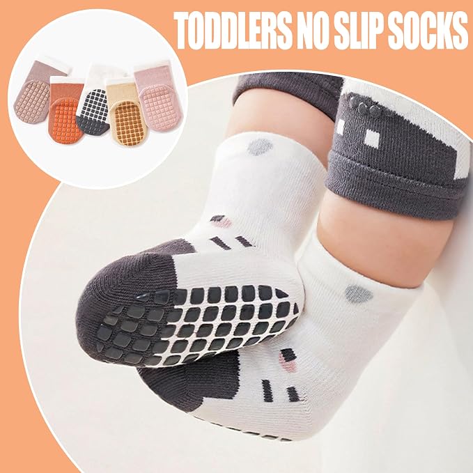TRUEHAN 5 Pairs Toddler Non Slip Socks - Image 4