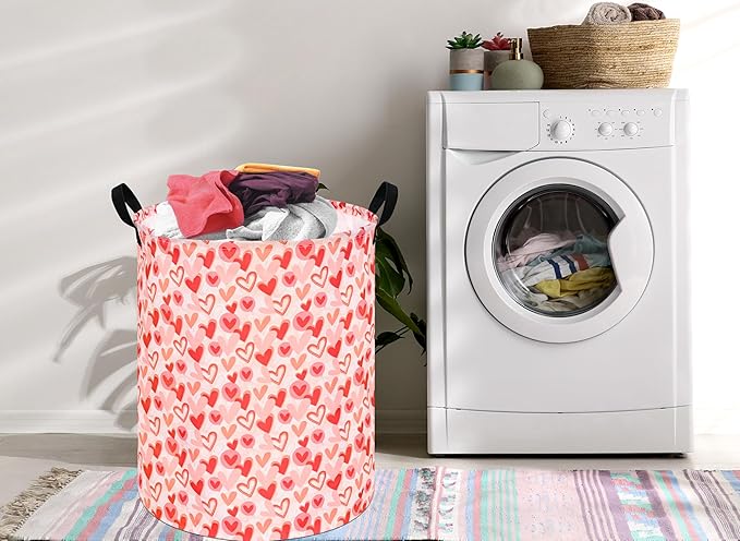 Round Laundry Hamper Storage Basket Laundry Organizer Hamper Storage Bins Clothes and Toys Box Nursery Hamper Gift Basket For Kids with Handles