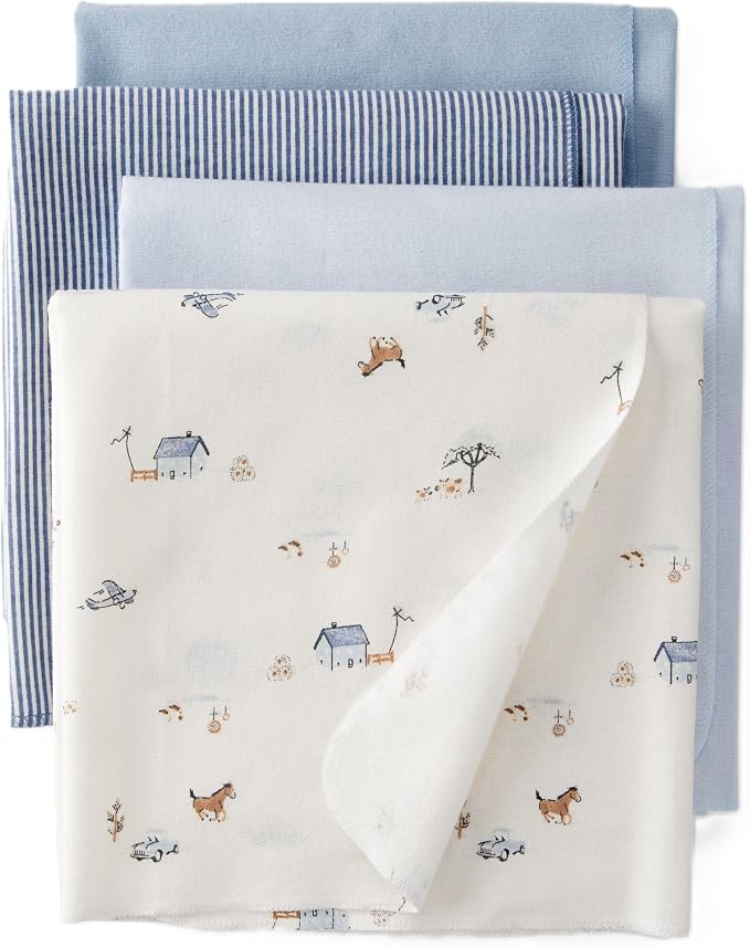 Carter's Baby Unisex Receiving Blankets 4-Pack, Soft Breathable Cotton Swaddle by Carters