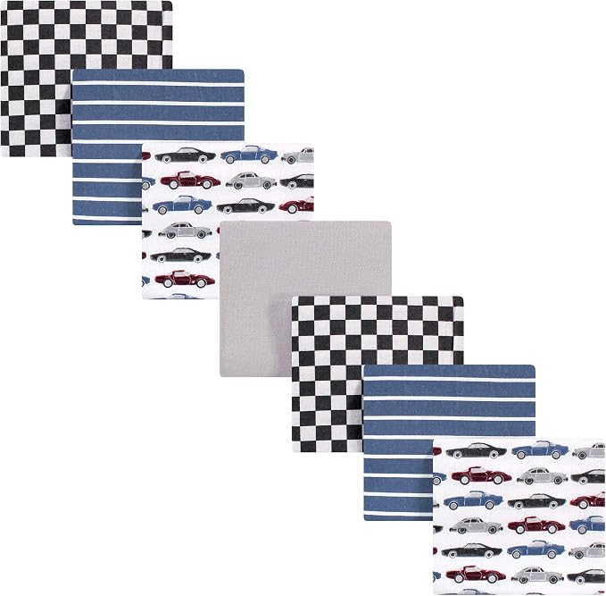 Hudson Baby Unisex Baby Cotton Flannel Receiving Blankets Bundle, Vintage Cars by HudsonBaby