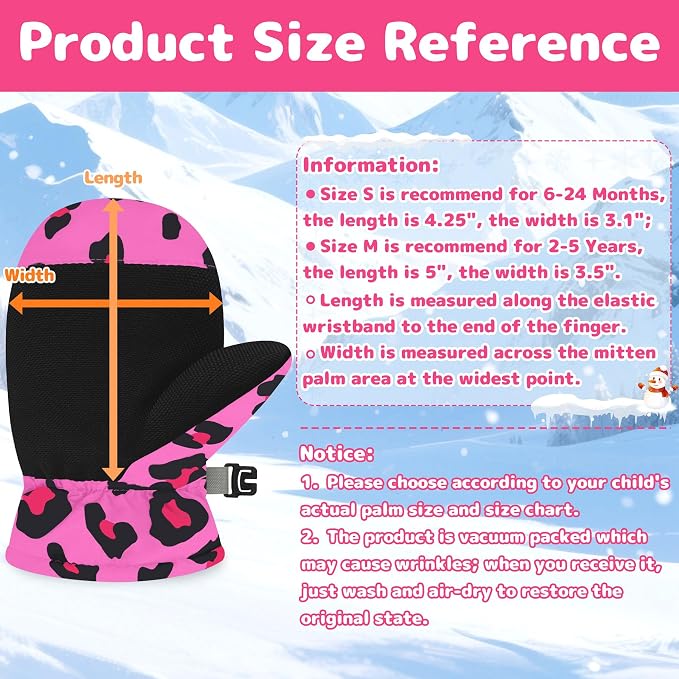Olreco Baby Toddler Mittens Waterproof Infant Baby Winter Mittens Toddler Snow - Image 6