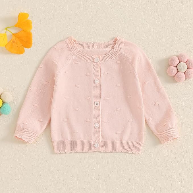 Baby Girl Cardigan Long Sleeve Button Up Sweater Toddler Girl Fall Outfits - Image 3