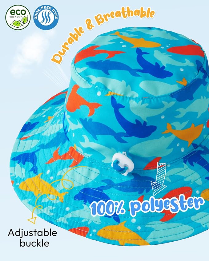 Baby Sun Hat Kids Summer Sun Protection Toddler Bucket Hat Wide Brim Adjustable - Image 2