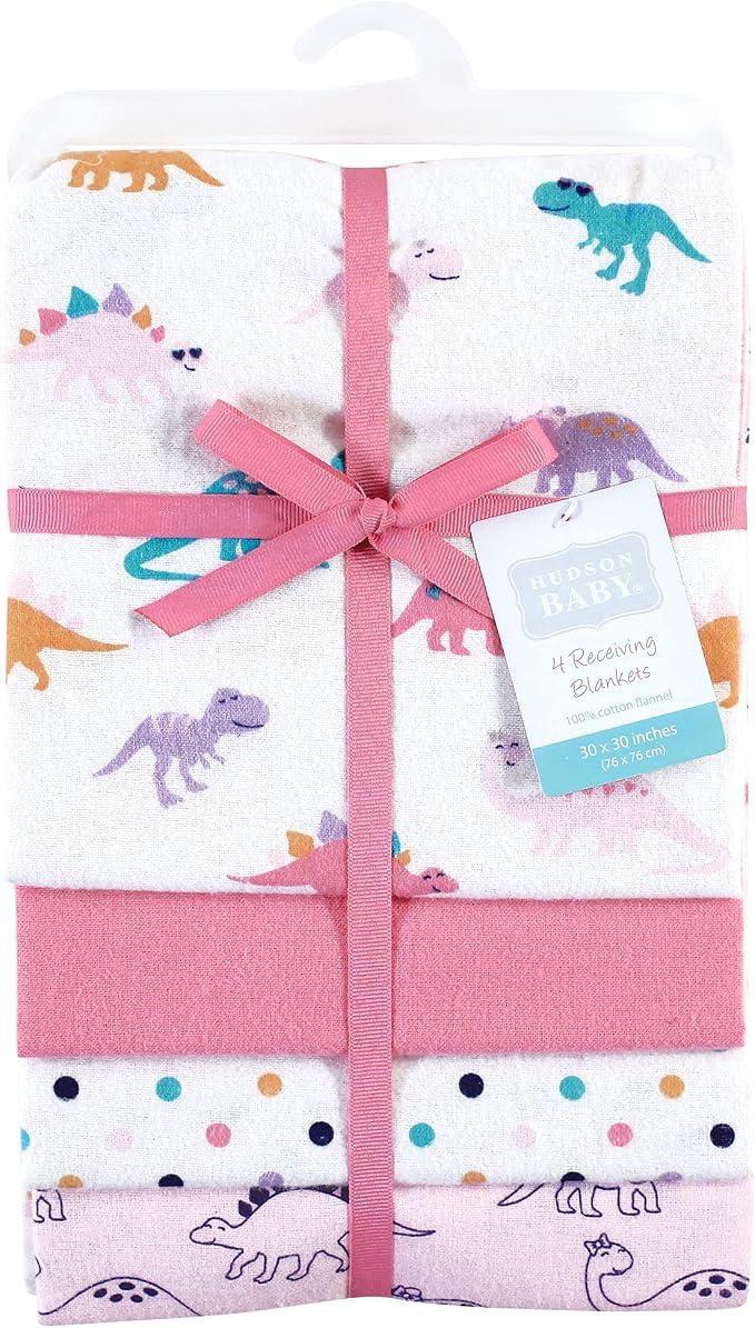 Hudson Baby Unisex Baby Cotton Flannel Receiving Blankets, CuteASaurus - Image 2
