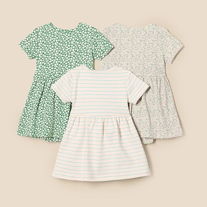 Amazon Essentials Baby Girls' Short Sleeve Bodysuit Dress, Everyday Dresses - Image 3