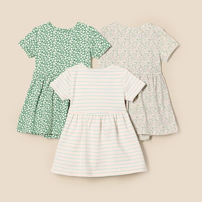 Amazon Essentials Baby Girls' Short Sleeve Bodysuit Dress, Everyday Dresses - Image 3