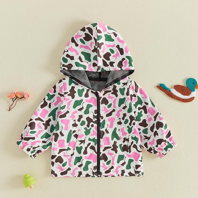 Toddler Baby Boy Lightweight Hooded Jacket Excavator Coat Outwear | Truck Print - Image 5