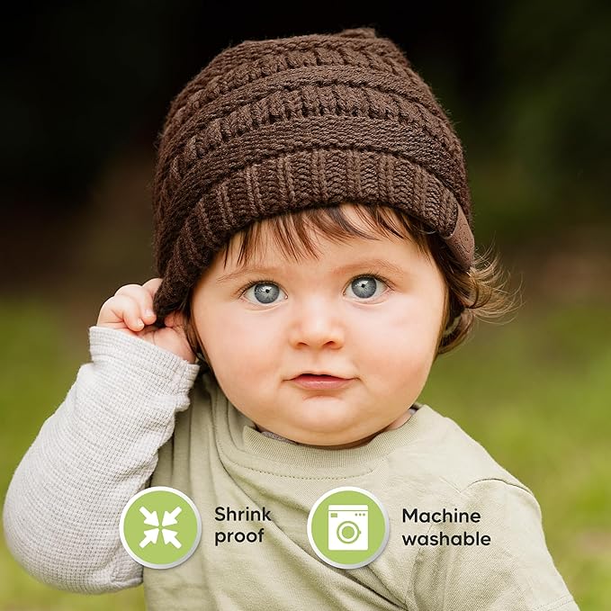 3-Pack Baby Beanies for Boys, Girls - Stretchy Knit Baby Hats, Cute Newborn & Toddler Winter Hat, Soft & Warm Infant Beanie 0-6 Months (Icelandic, S)