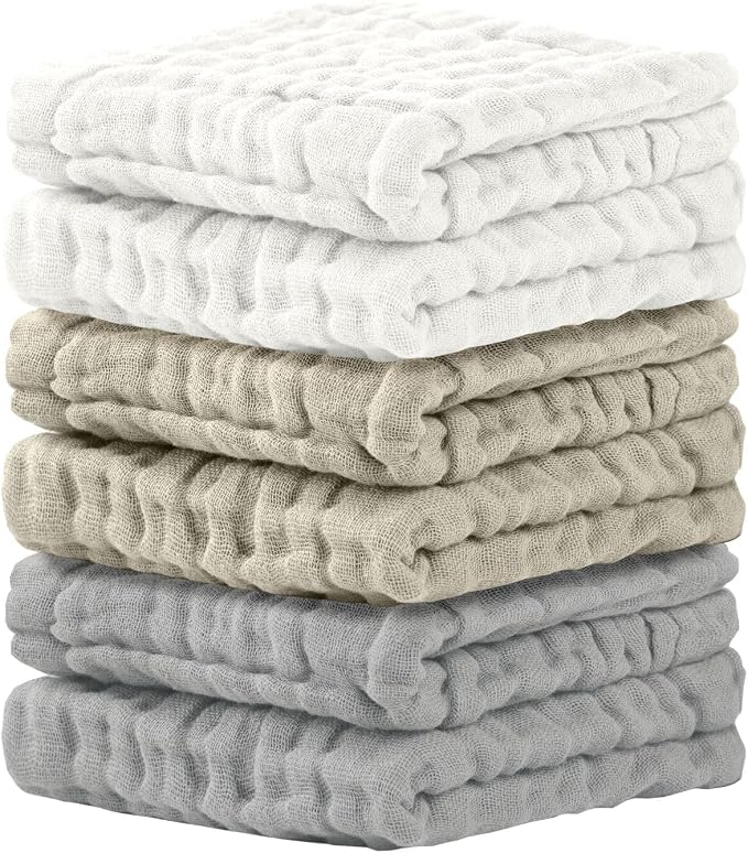 Cuddle Campus Baby Washcloths 6 Packs, Muslin Washcloths Baby, Cotton Burp by CuddleCampus