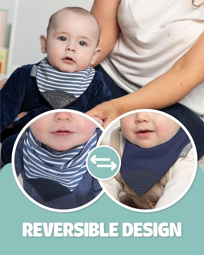 Cheeky Chompers Neckerchew Teething Bib, 2-in-1 Bandana Style Bib w/Food Grade - Image 3