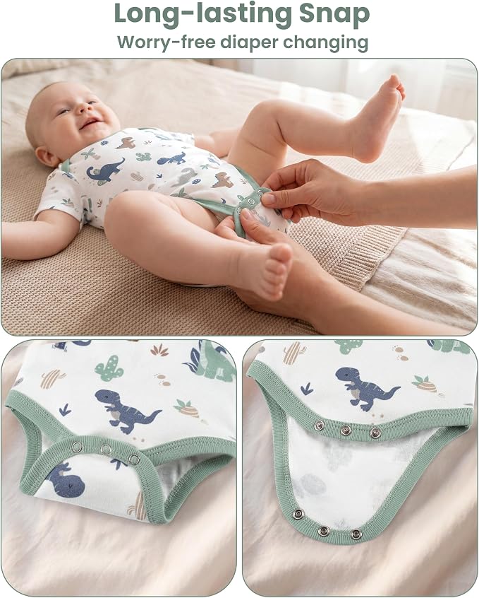 Baby Bodysuits Newborn 100% Cotton, Soft Short Sleeve Toddler Infant Cute Body - Image 6