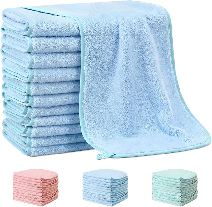Hahafelt 12 Pack Blue Baby Burp Cloths by Hahafelt