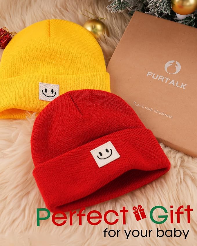 FURTALK Baby Beanie 2 Pack Toddler Winter Hat Embroidered Knit Cap Ages 0-8 | - Image 5