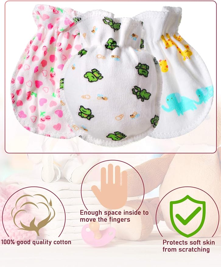 Syhood 17 Pairs Baby Mittens Cotton No Scratch Gloves - Image 3