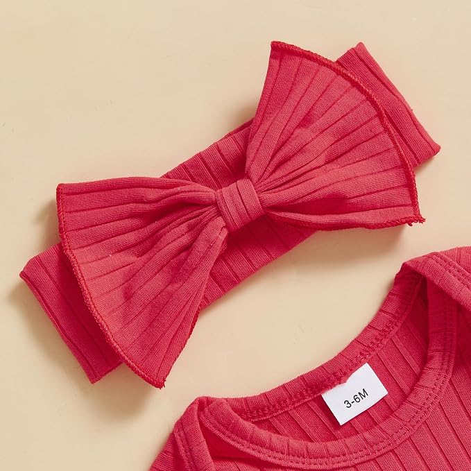 Newborn Baby Girl Clothes Jumpsuit Ruffle Romper Bodysuit Pants Headband - Image 5