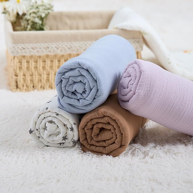 Meracorallo Muslin Swaddle Blanket, 100% Cotton Receiving Blanket, Lavender | - Image 7