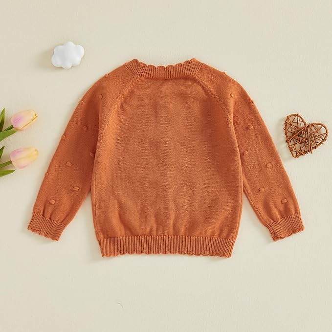 Baby Girl Cardigan Long Sleeve Button Up Sweater Toddler Girl Fall Outfits - Image 2