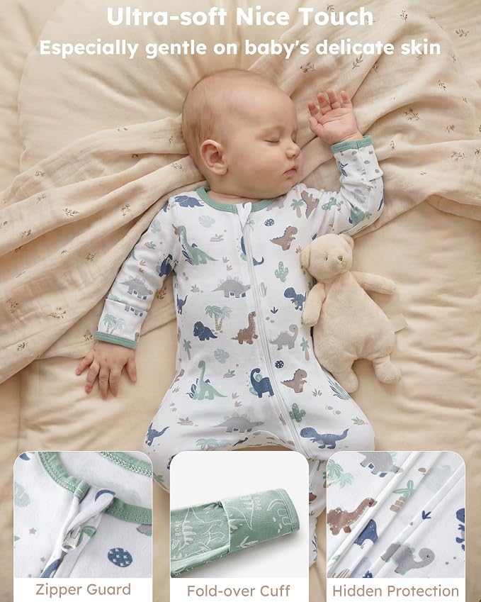 Baby Sleepers 100% Cotton Footie Pajamas, Newborn 0-3 3-6 6-9 Months - Image 4