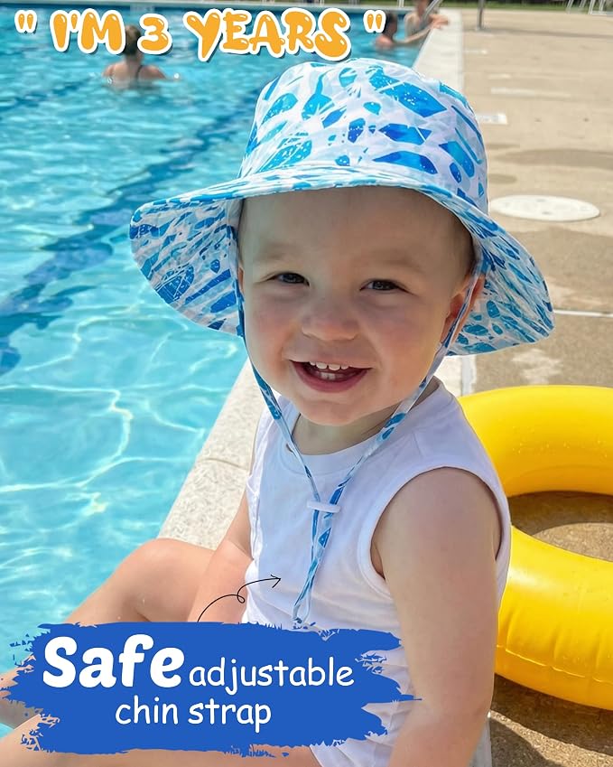 Baby Sun Hat Kids Summer Sun Protection Toddler Bucket Hat Wide Brim Adjustable - Image 2