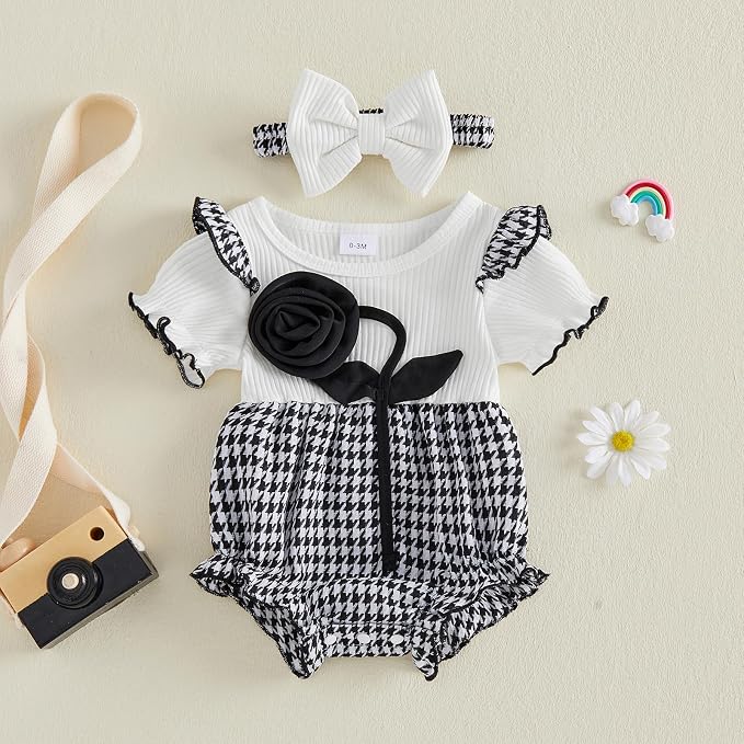 Giraropa Newborn Baby Girl Clothes Smocked Bubble Romper Dress + Socks + - Image 7