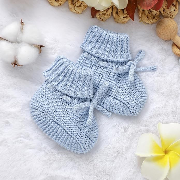 Hadetoto Baby Booties Cotton Newborn Boys Girls Shoes Knit Socks | Cozy Warm - Image 5