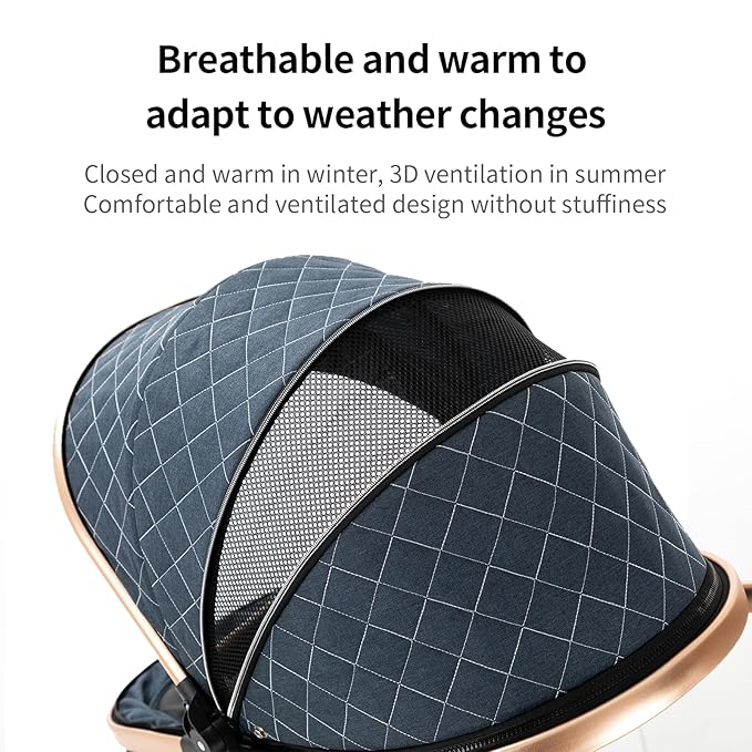 2 in 1 Baby Stroller with Bassinet Mode, Reversible Infant Pram, One-Click Folding, Newborn Travel Stroller, Convertible Toddler Standard Pram Carriage (X2US-Khaki)