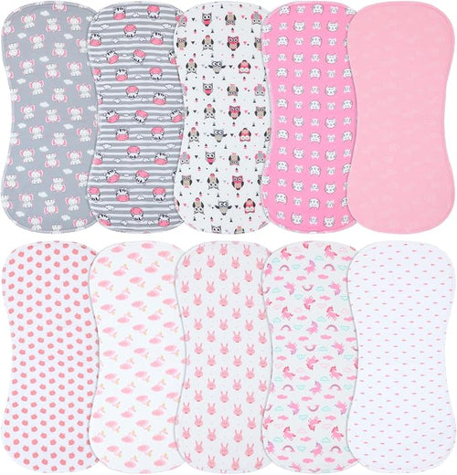 10-Pack Burp Cloths for Baby Boys and Girls by Benoxine