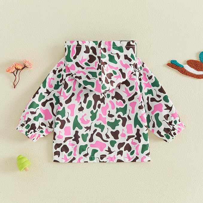 Toddler Baby Boy Windbreaker Jacket Camo Zipper Hooded Rain Coat - Image 5
