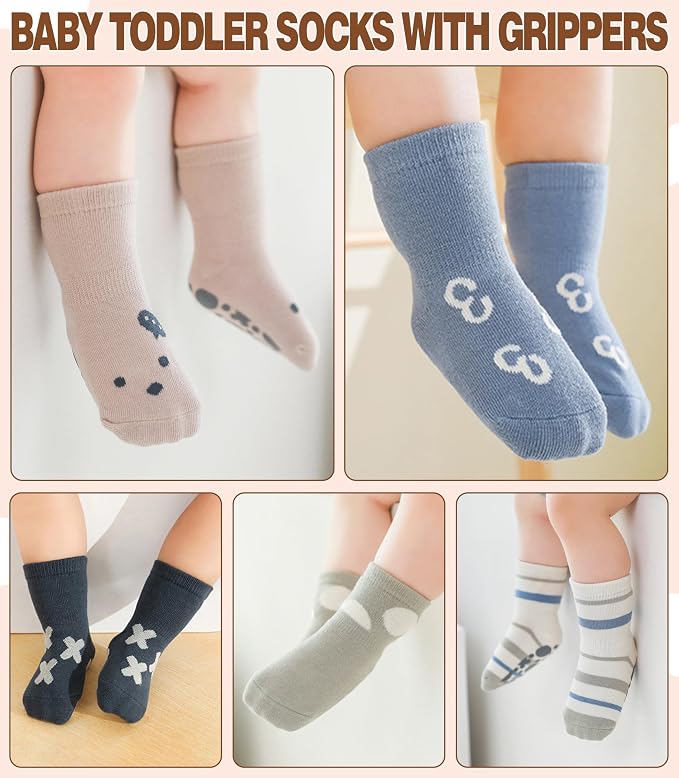 LANLEO Baby Toddler Socks with Grips Baby Toddlers Girls Boys Non Slip Grip - Image 3