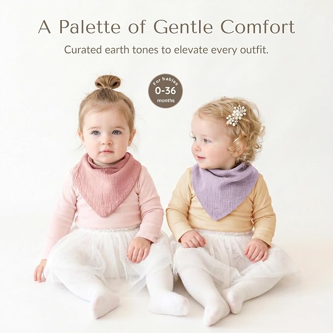 Konssy 10 Pack Baby Muslin Bandana Bibs - Image 2