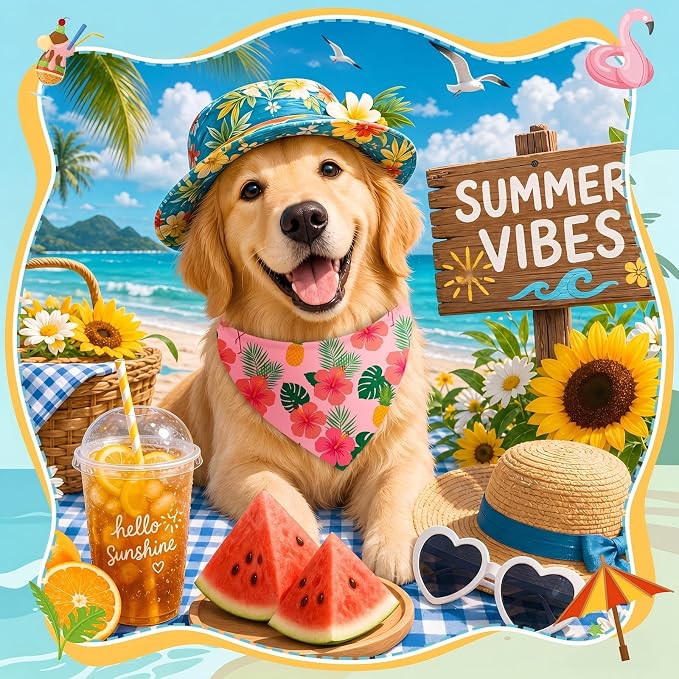 50 Pcs Summer Hawaiian Dog Bandanas Bulk Tropical Flower Pattern - Image 2