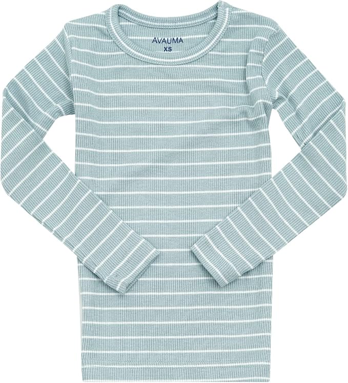 AVAUMA Stripe Pattern Baby Boys Girls Pajama Set Kids Toddler Snug fit Ribbed - Image 3