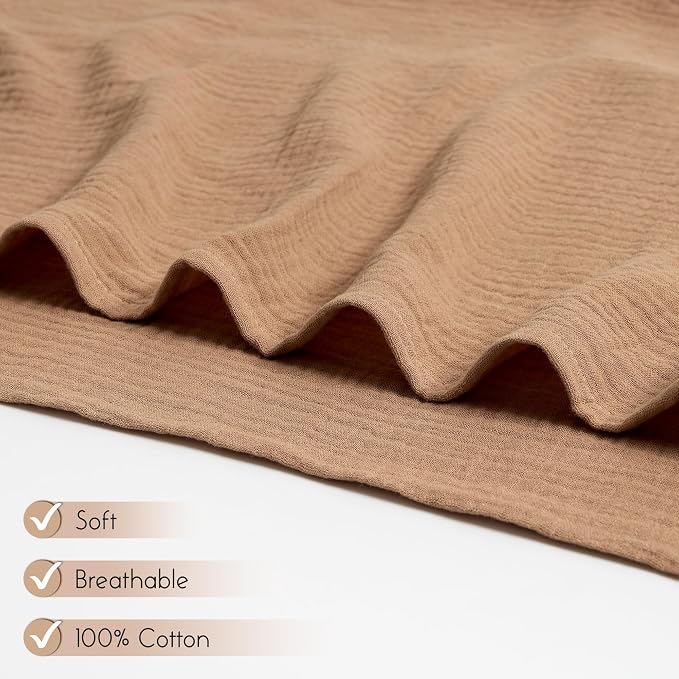 Meracorallo Muslin Swaddle Blanket, 100% Cotton Receiving Blanket, Tan | Soft - Image 3