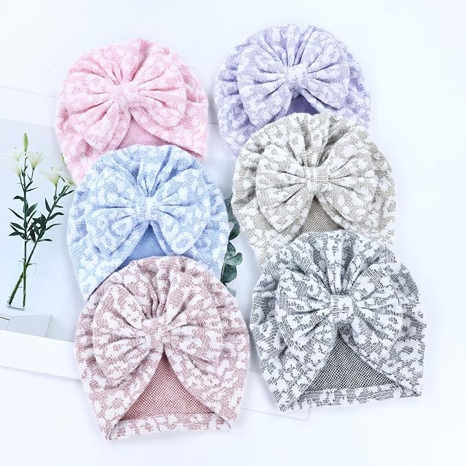 Cinaci 6 Pack Nursery Hospital Caps Bonnets Beanies Headwraps Turban Hats - Image 7
