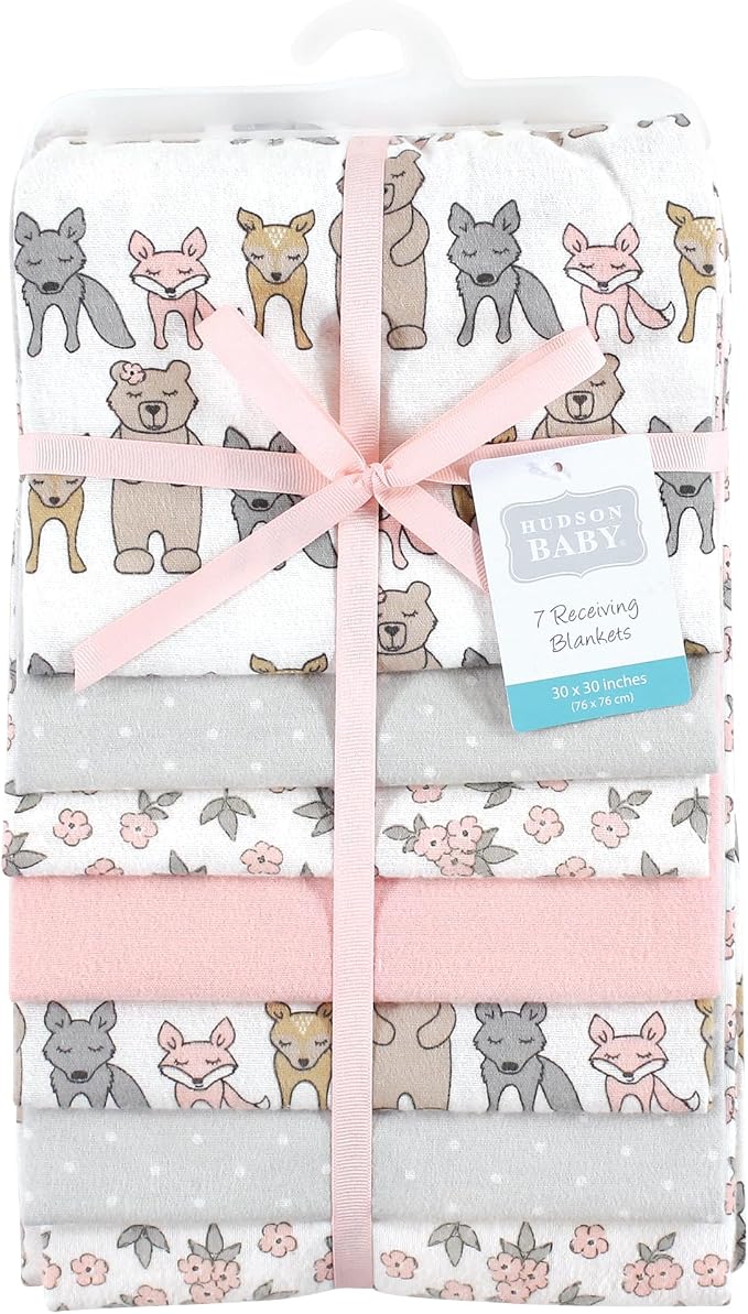 Hudson Baby Unisex Baby Cotton Poly Flannel Receiving Blankets Bundle, Wild - Image 2