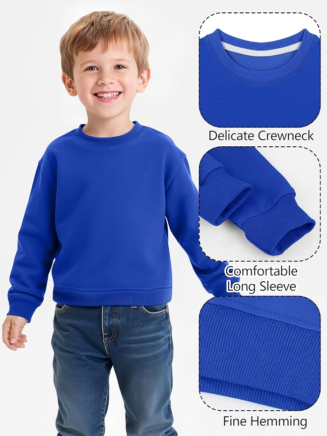 Cooraby 3 Pack Baby and Toddler Boys Crewneck Sweatshirts Kids Solid Cotton - Image 4
