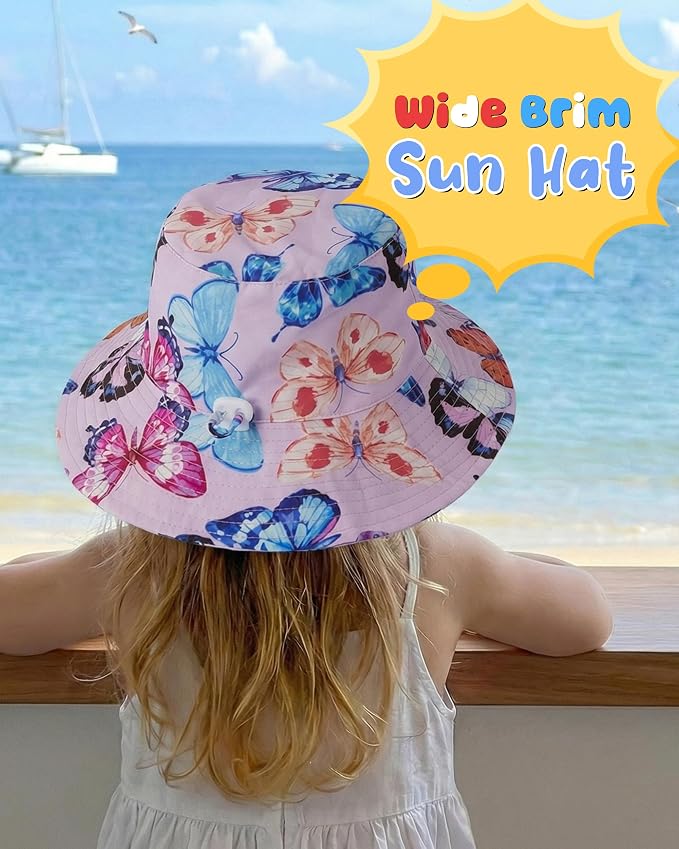 Baby Sun Hat Kids Summer Sun Protection Toddler Bucket Hat Wide Brim Adjustable - Image 4