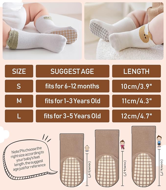 LANLEO Baby Toddler Socks with Grips Baby Toddlers Girls Boys Non Slip Grip - Image 6