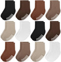 Baby Toddlers Crew Socks with Non-Slip Grip 12 Pack Cotton Stretch Socks | Soft by JAKIDAR