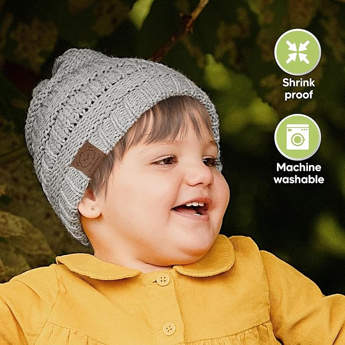3-Pack Baby Beanies for Boys, Girls - Stretchy Knit Baby Hats, Cute Newborn & Toddler Winter Hat, Soft & Warm Infant Beanie 0-6 Months (Sweet Pea, S)