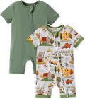 PATPAT Baby Boy and Girl Bamboo Viscose 2-Pack Romper | 2-Way Zipper, Soft and by PATPAT
