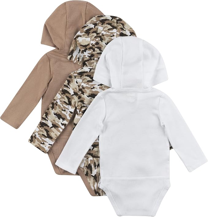 Hanes Baby Long Sleeve Bodysuit, Ultimate Bodysuit Hoodie Boys & Girls - Image 2