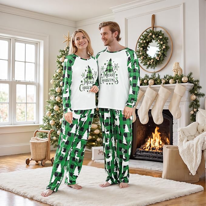 Awoscut Family Christmas Pajamas Matching Pajamas for Family, Xmas PJs Sets Holiday Sleepwear