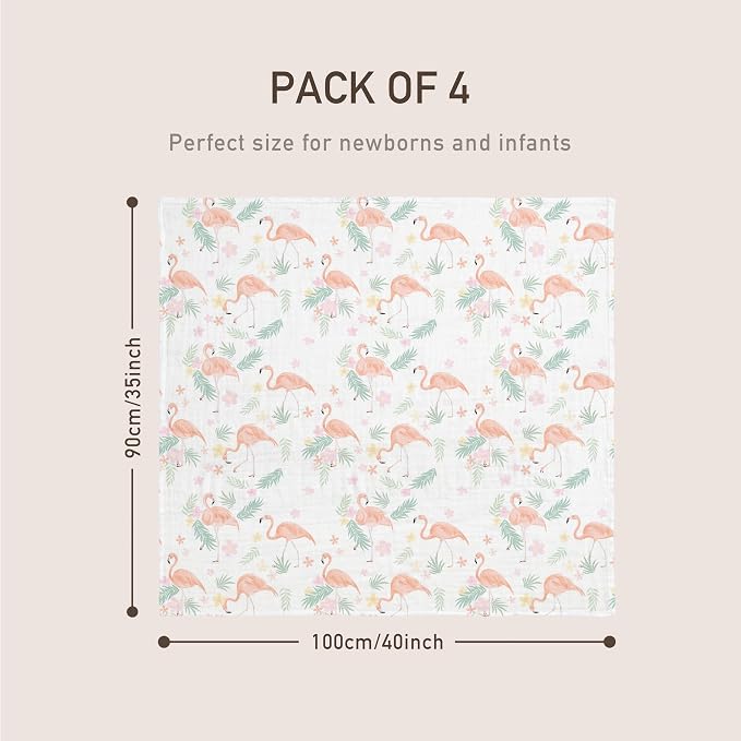 GLLQUEN BABY Muslin Swaddle Blankets 4Pk Receiving Blanket Large 35" x 40" | - Image 4