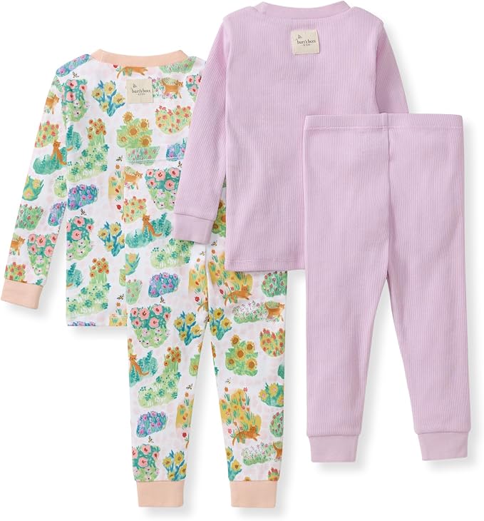 Burt's Bees Baby Girls Organic Cotton Pajamas, Toddler PJ Set, 2-PC | Soft - Image 2