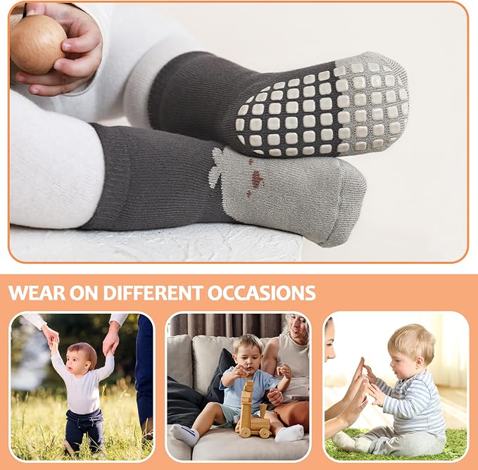 TRUEHAN 5 Pairs Toddler Non Slip Socks - Image 6